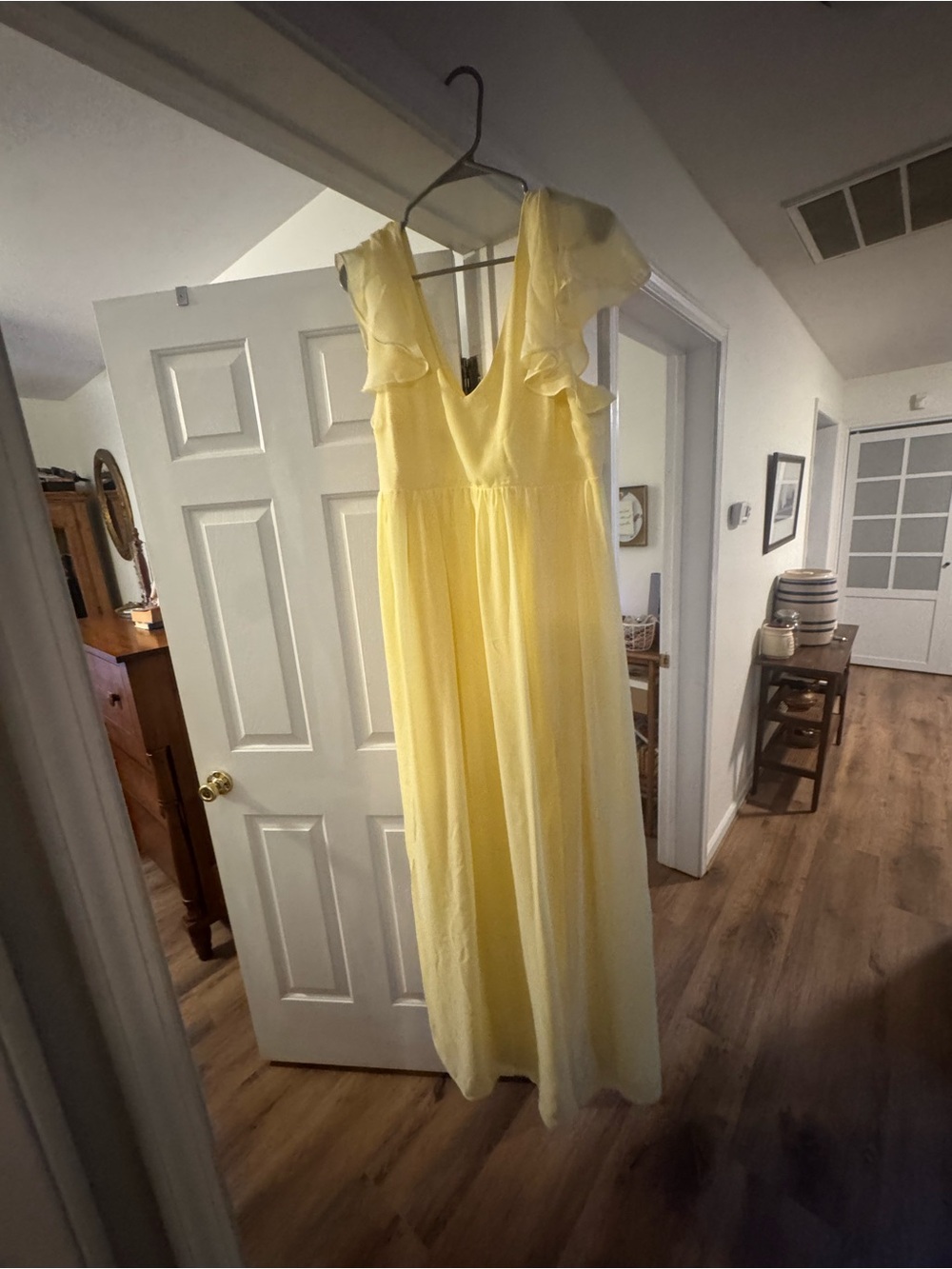 Women's Yellow Flutter-Sleeve Maxi Dress Birdy Grey